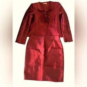 Kasper 2 pc burgundy matching set formal women skirt suit/ jackets/ blazer set